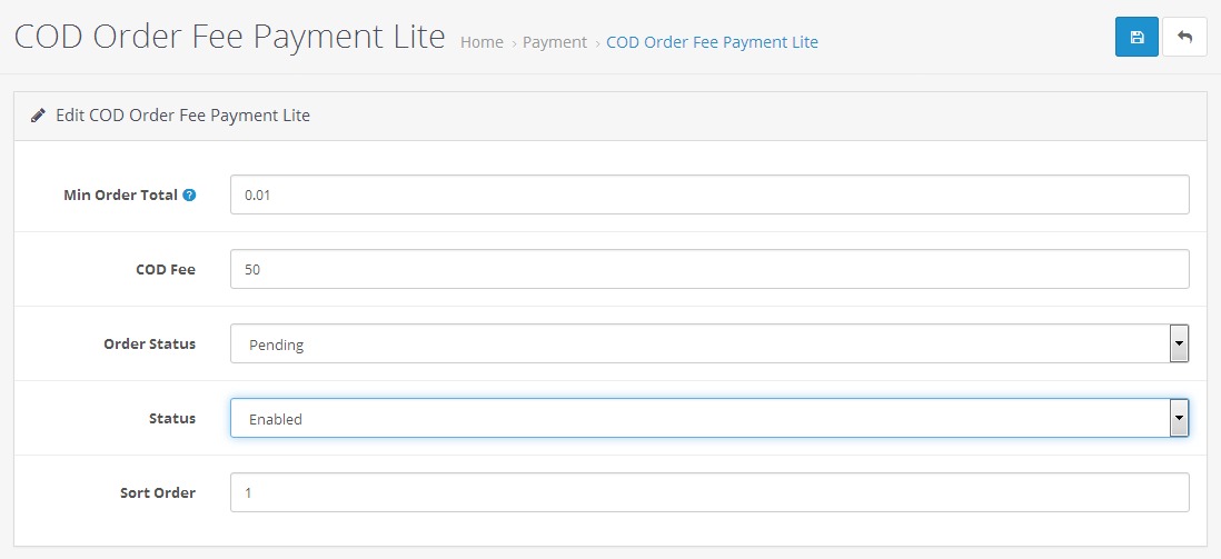 Opencart’s CoD module